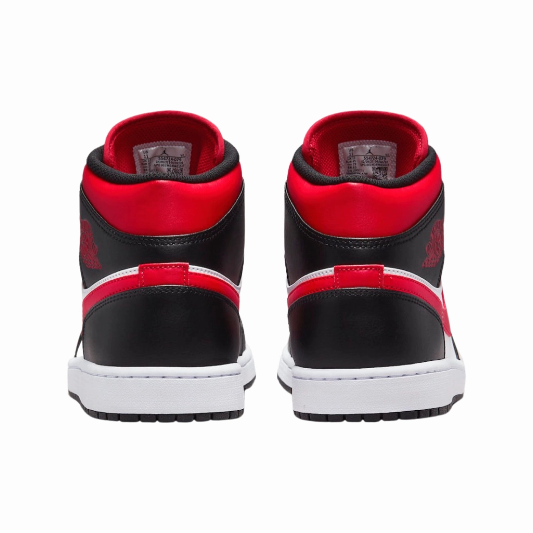 Air Jordan 1 Mid GS Black Fire Red Basketball Shoes