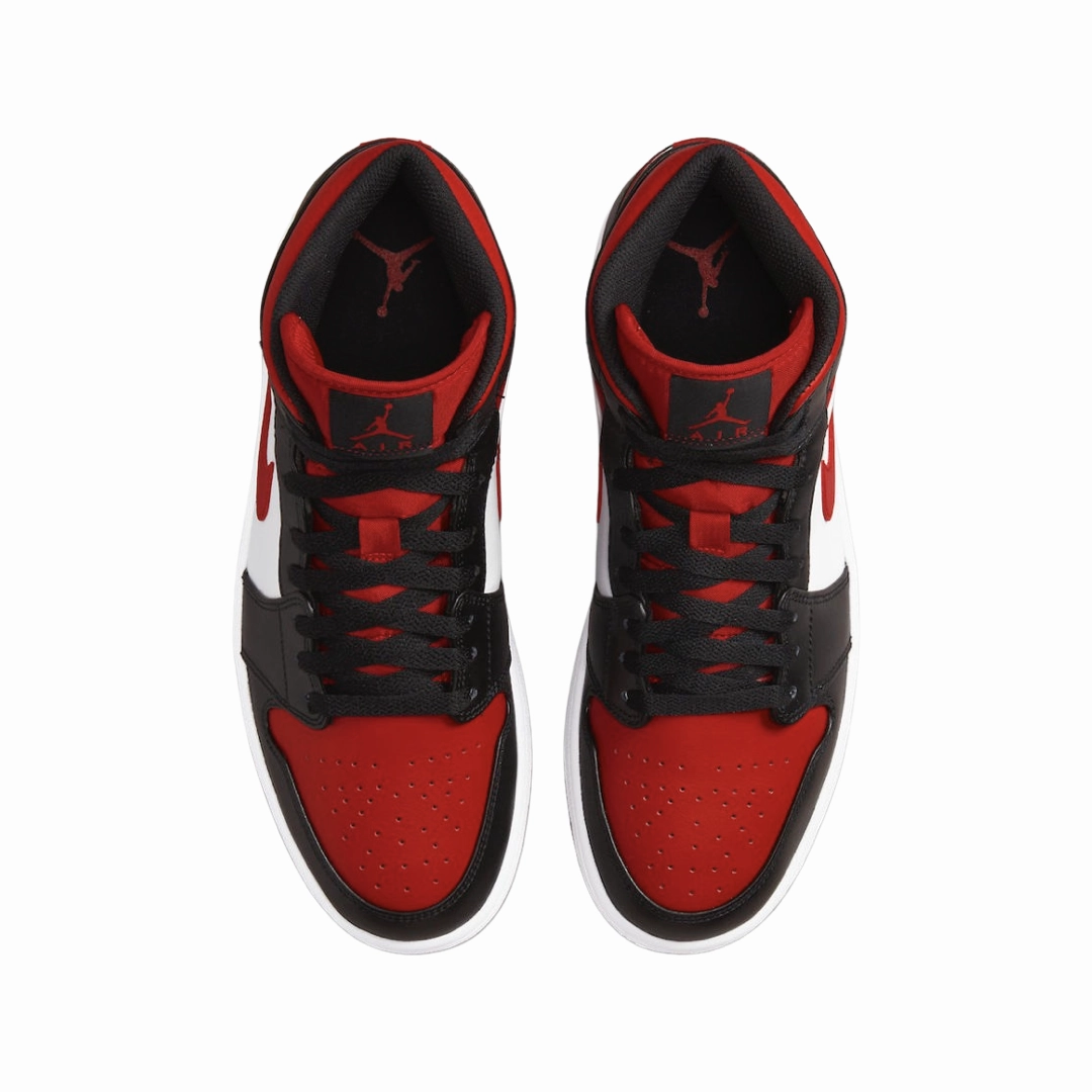 Air Jordan 1 Mid GS Black Fire Red Basketball Shoes