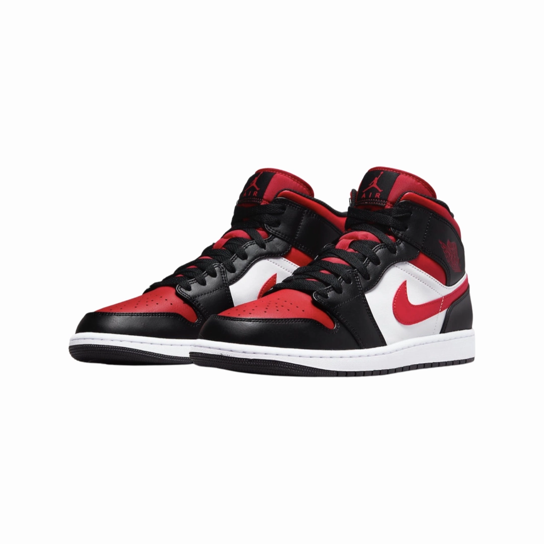 Air Jordan 1 Mid GS Black Fire Red Basketball Shoes