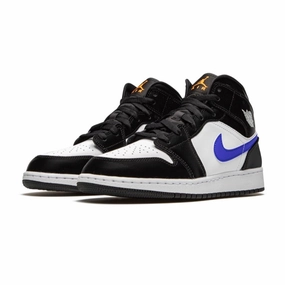 Air Jordan 1 Mid GS Black Racer Blue Orange White Air Jordan retro sneakers for street style