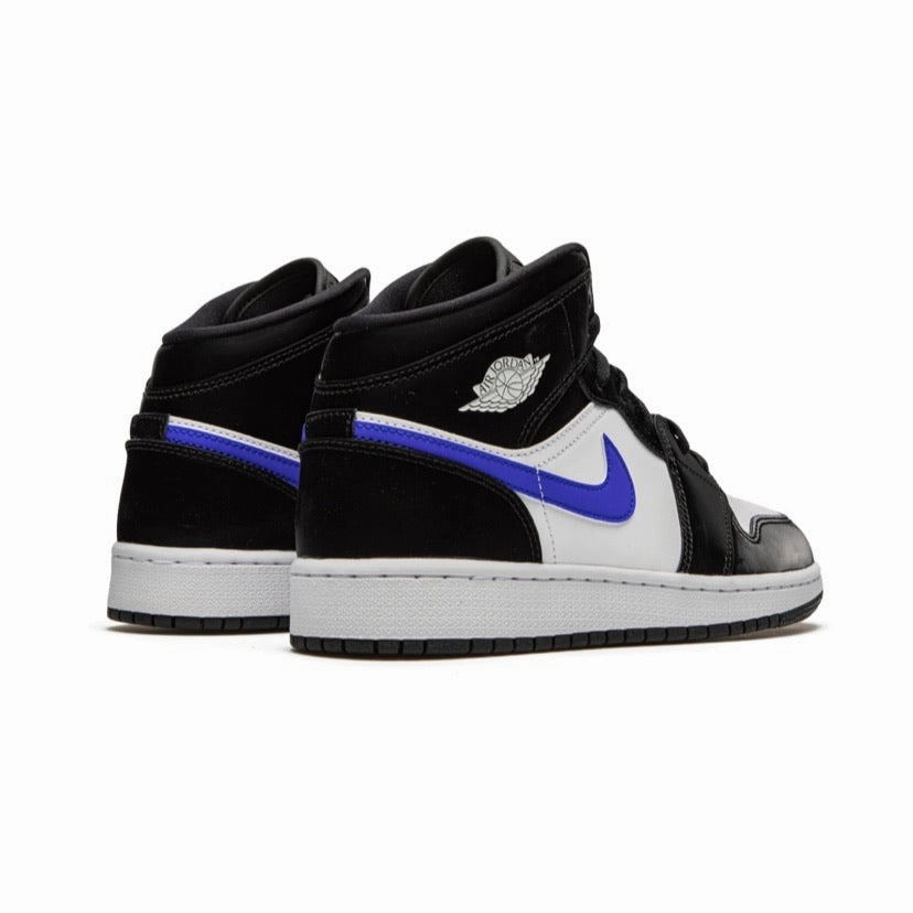 Air Jordan 1 Mid GS Black Racer Blue Orange White Retro Sneakers