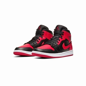 Air Jordan 1 Mid GS Bred Banned Black Gym Red 2020 Air Jordan basketball shoes with classic look