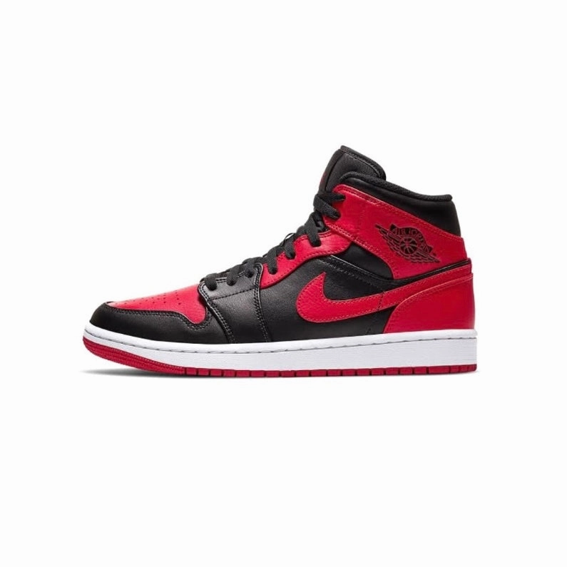 Air Jordan 1 Mid GS Bred Banned Black Gym Red 2020 Basketball Shoes