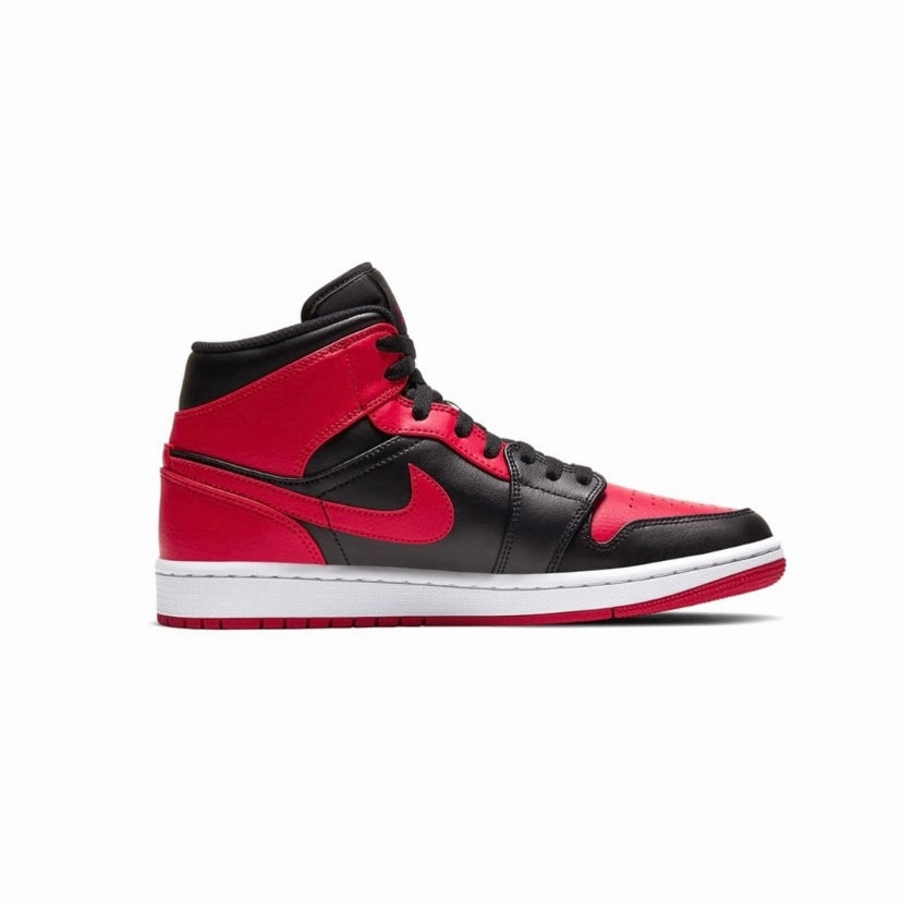 Air Jordan 1 Mid GS Bred Banned Black Gym Red 2020 Basketball Shoes