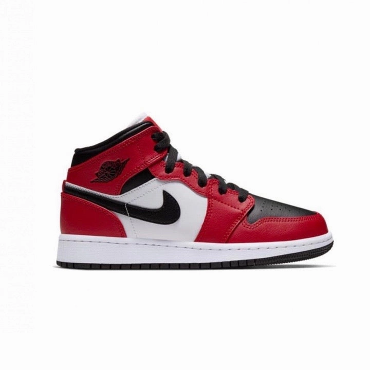 Air Jordan 1 Mid GS Chicago Black Toe Black Gym Red Retro Sneakers