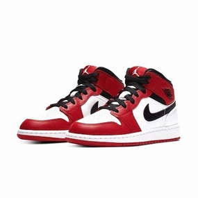 Air Jordan 1 Mid GS Chicago White Heel White Gym Red Black Air Jordan retro sneakers for street style