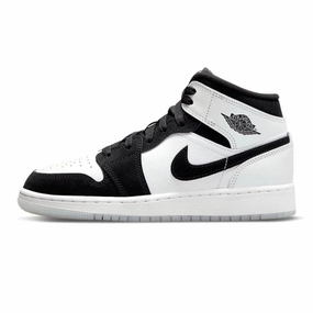 Air Jordan 1 Mid GS Diamond Pearl White Black Air Jordan basketball shoes with classic look