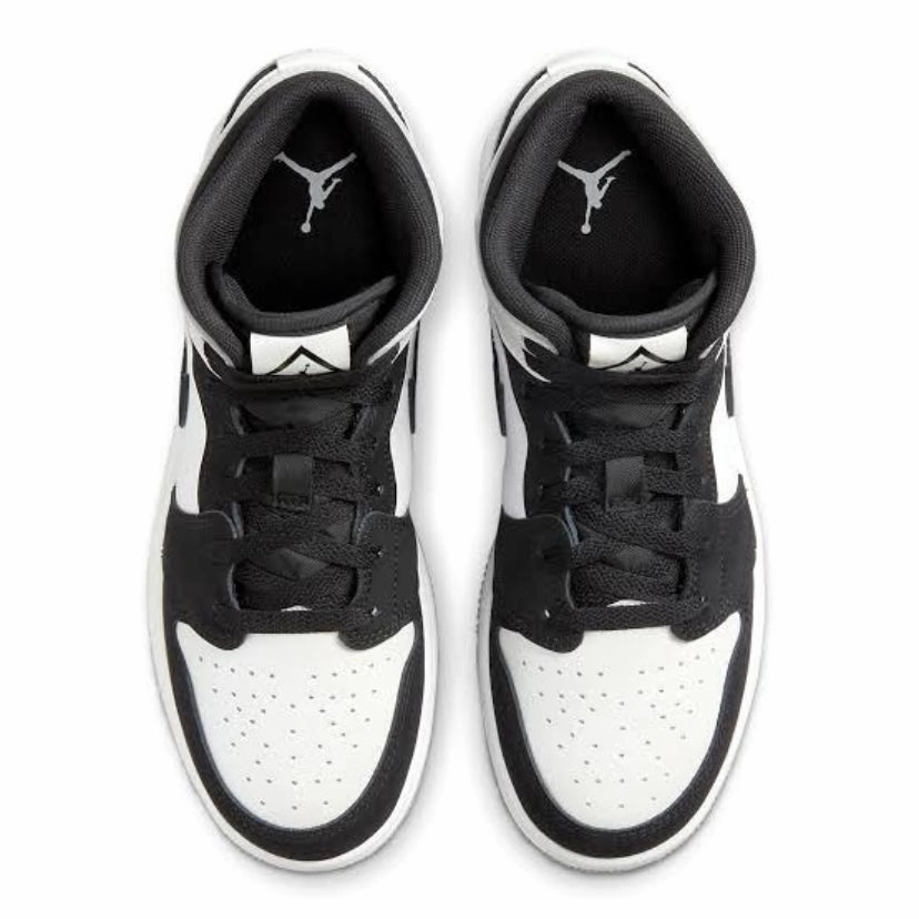 Air Jordan 1 Mid GS Diamond Pearl White Black Basketball Shoes