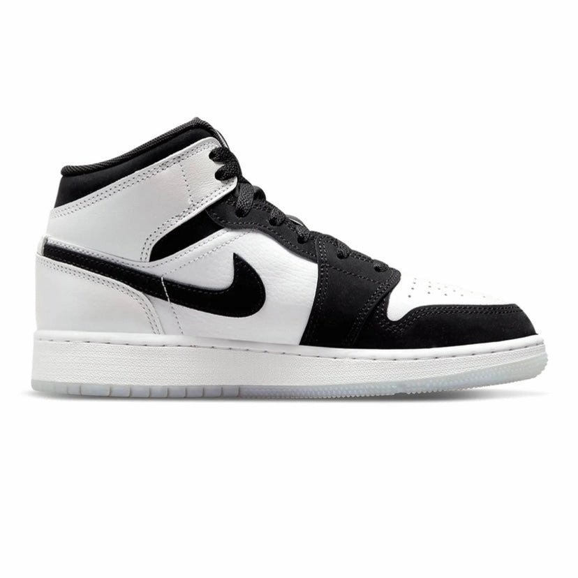 Air Jordan 1 Mid GS Diamond Pearl White Black Basketball Shoes