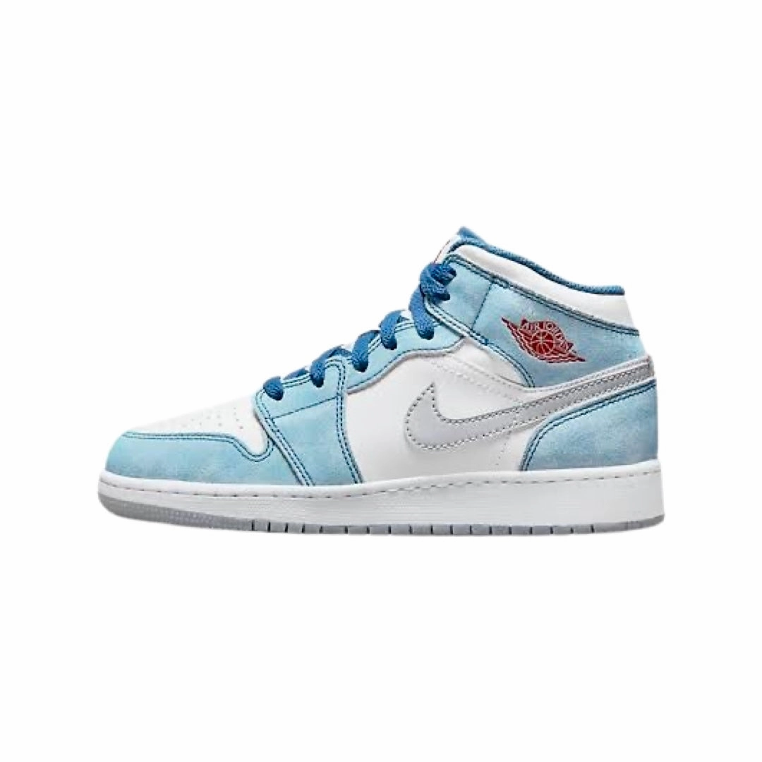 Air Jordan 1 Mid GS French Blue University Red White Air Jordan basketball shoes with classic look