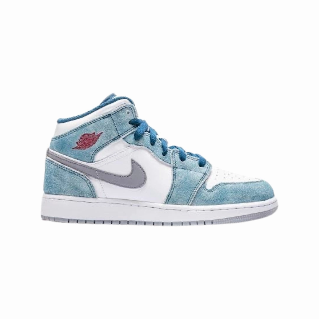 Air Jordan 1 Mid GS French Blue University Red White Basketball Shoes