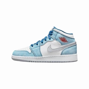 Air Jordan 1 Mid GS French Blue University Red White Air Jordan basketball shoes with classic look