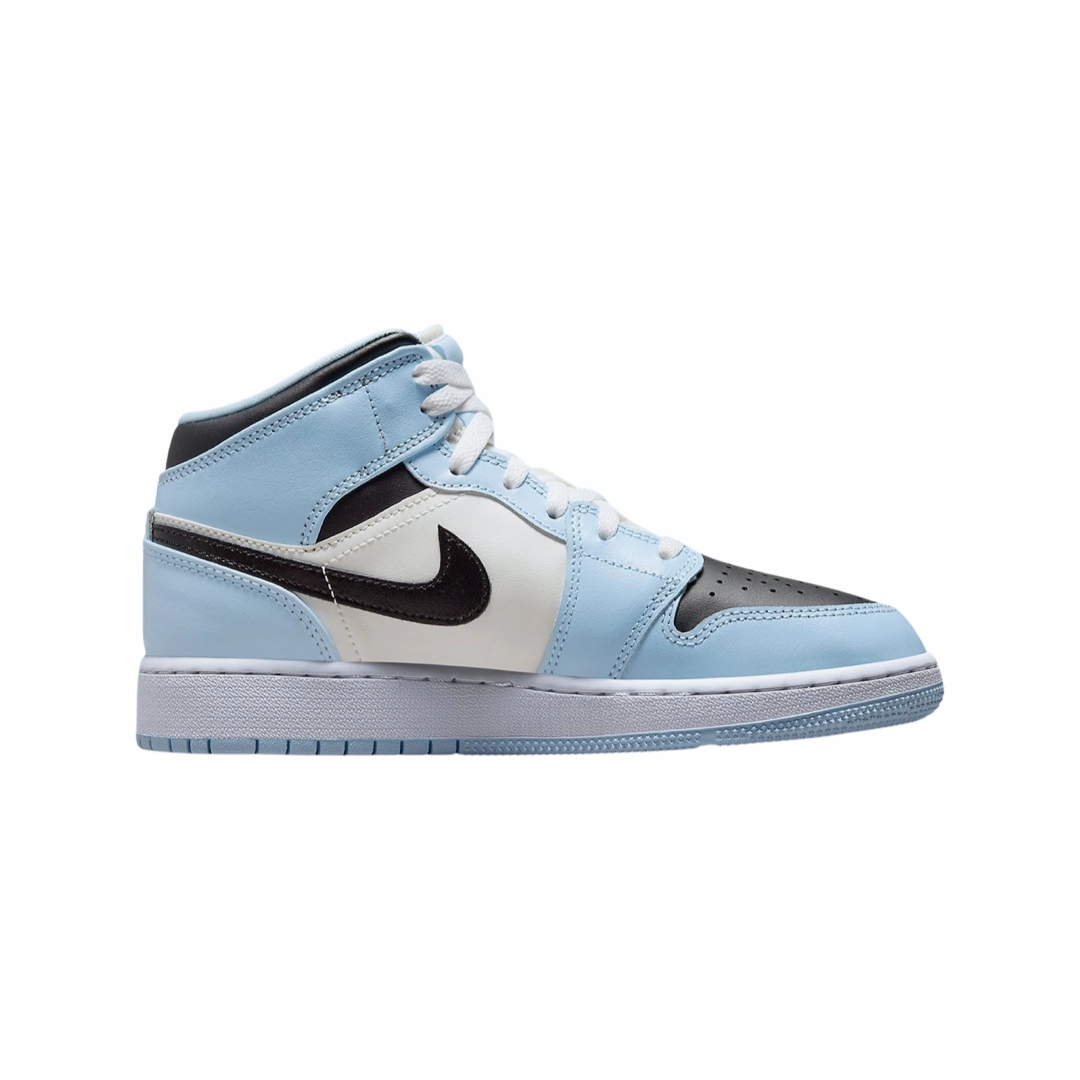 Air Jordan 1 Mid GS Ice Blue Black Sail White Basketball Shoes
