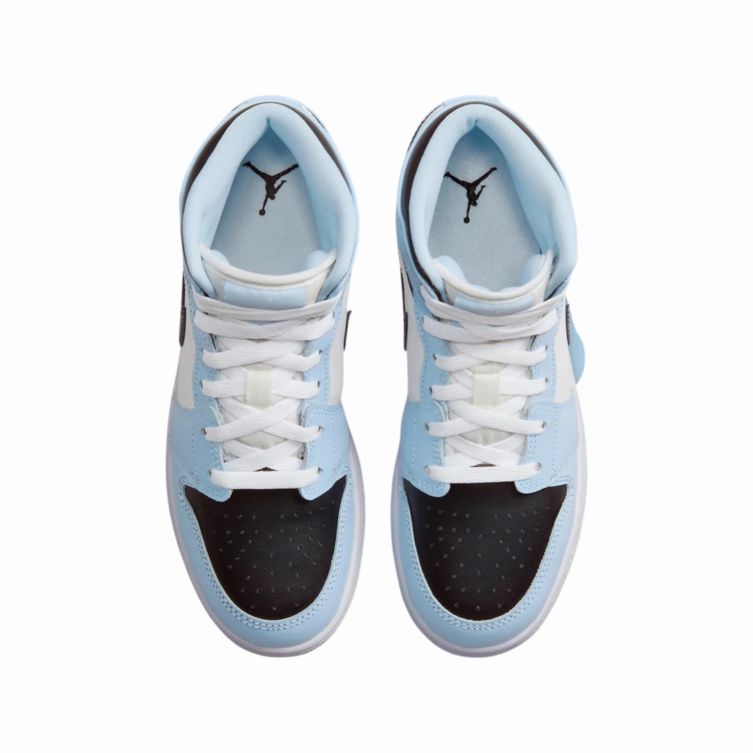Air Jordan 1 Mid GS Ice Blue Black Sail White Basketball Shoes