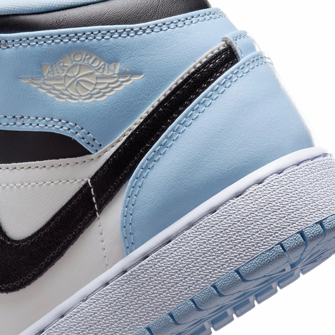 Air Jordan 1 Mid GS Ice Blue Black Sail White Basketball Shoes