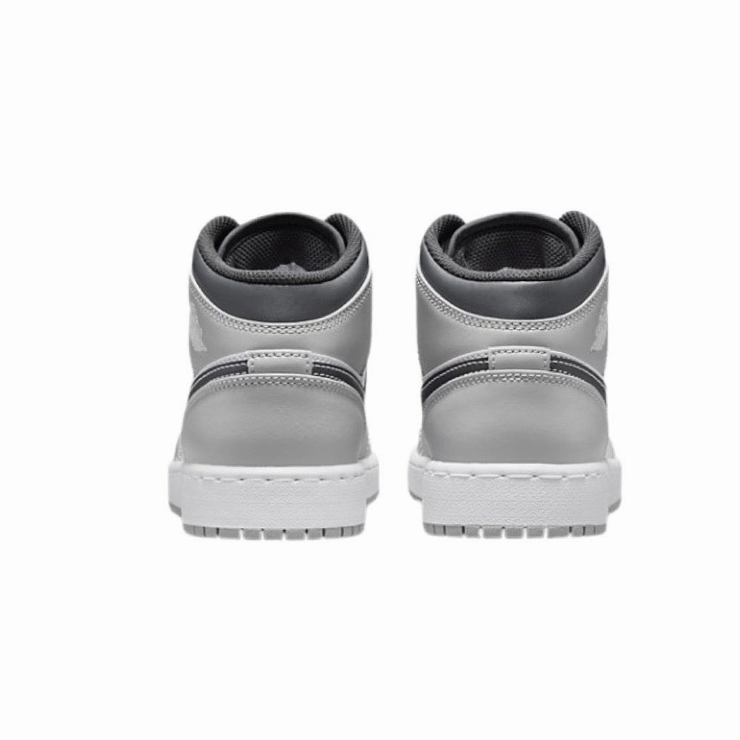 Air Jordan 1 Mid GS Light Smoke Grey Black White Basketball Shoes