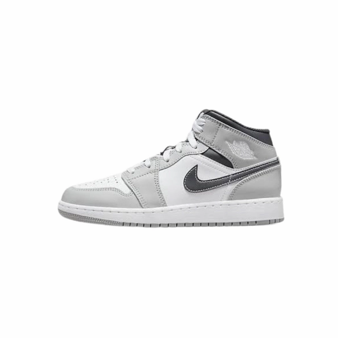 Air Jordan 1 Mid GS Light Smoke Grey Black White Air Jordan basketball shoes with classic look