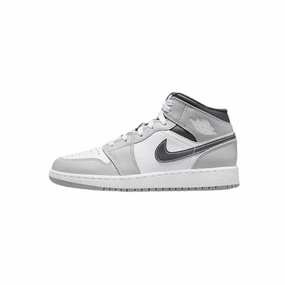 Air Jordan 1 Mid GS Light Smoke Grey Black White Air Jordan basketball shoes with classic look