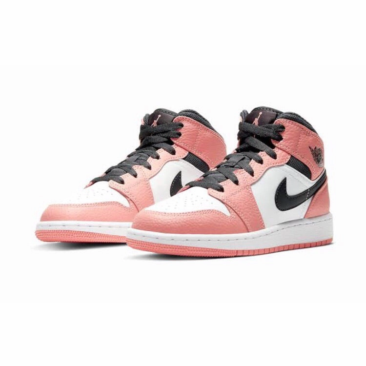 Air Jordan 1 Mid GS Pink Quartz Dark Smoke Grey Air Jordan retro sneakers for street style