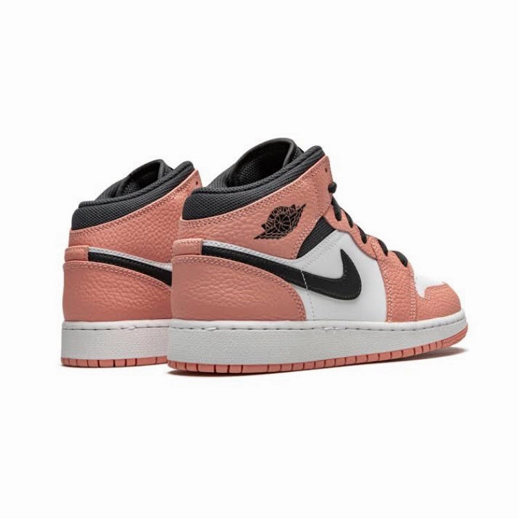 Air Jordan 1 Mid GS Pink Quartz Dark Smoke Grey Retro Sneakers