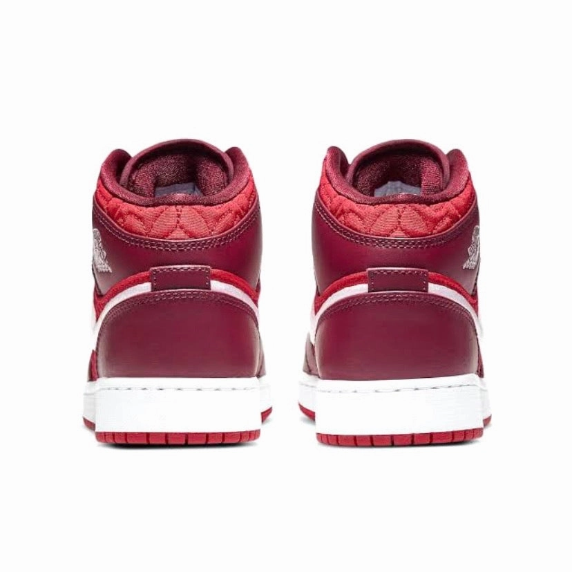 Air Jordan 1 Mid GS SE Pink Foam Red Quilt Retro Sneakers