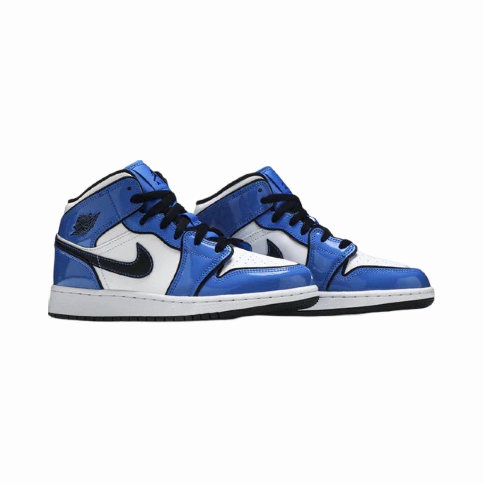 Air Jordan 1 Mid GS Signal Blue White Black Basketball Shoes