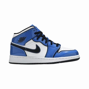 Air Jordan 1 Mid GS Signal Blue White Black Air Jordan basketball shoes with classic look