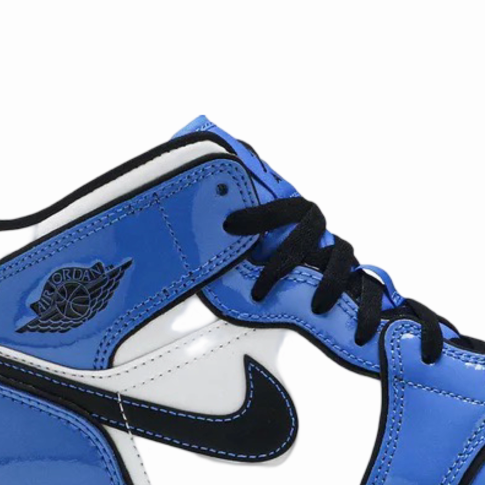 Air Jordan 1 Mid GS Signal Blue White Black Basketball Shoes
