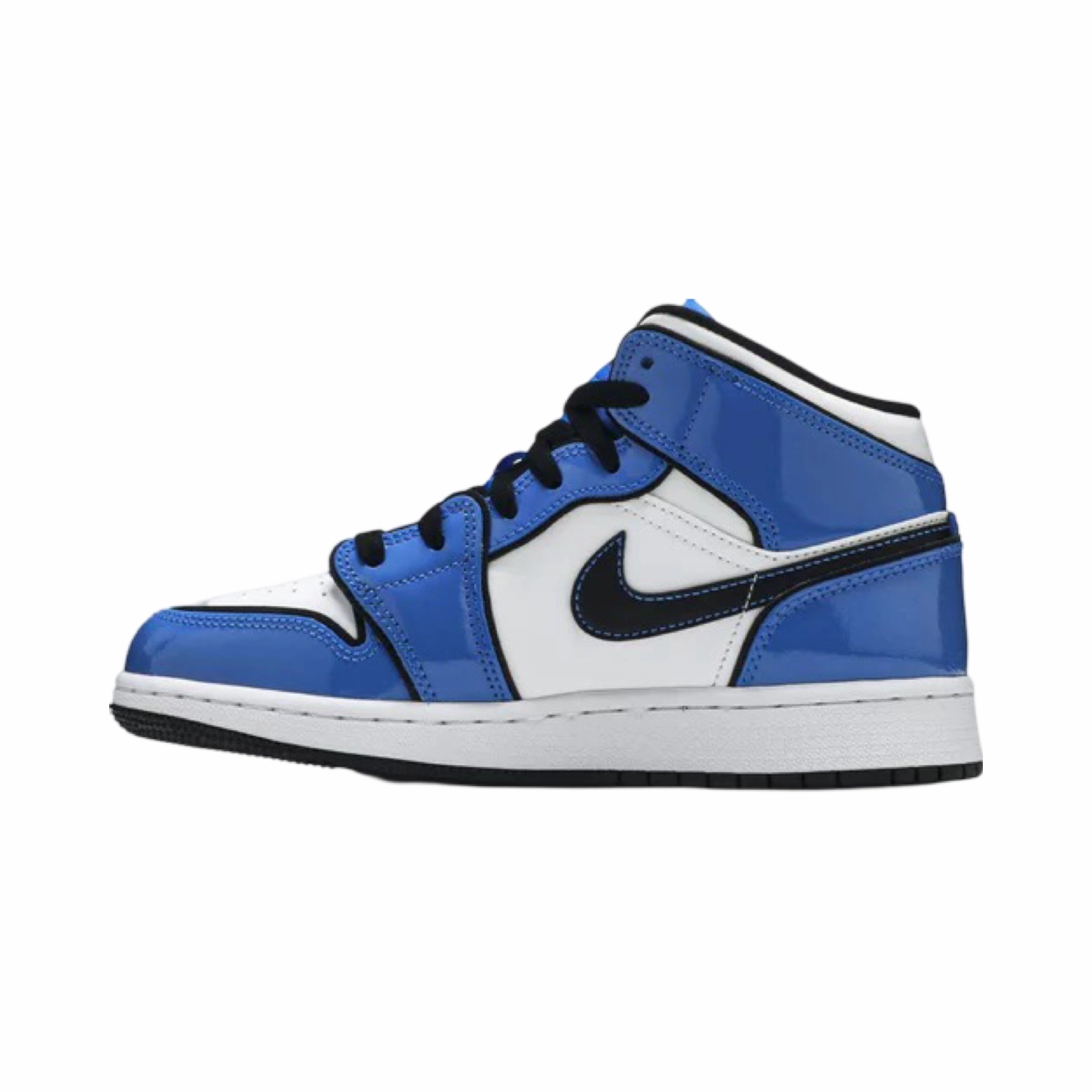 Air Jordan 1 Mid GS Signal Blue White Black Basketball Shoes