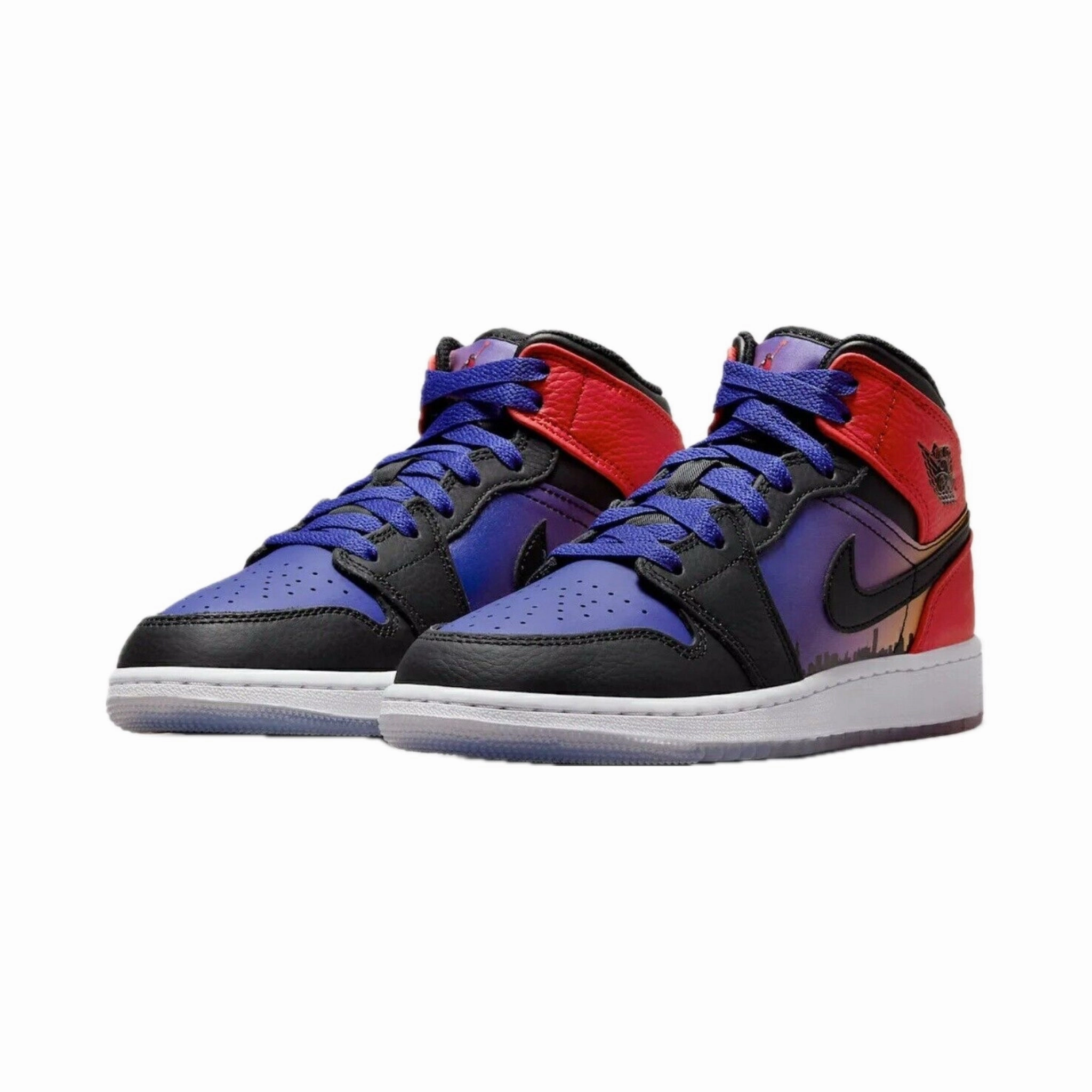 Air Jordan 1 Mid (GS) SS Skyline Concord Black University Red Psychic Purple Peach Cream Total Orange Basketball Shoes