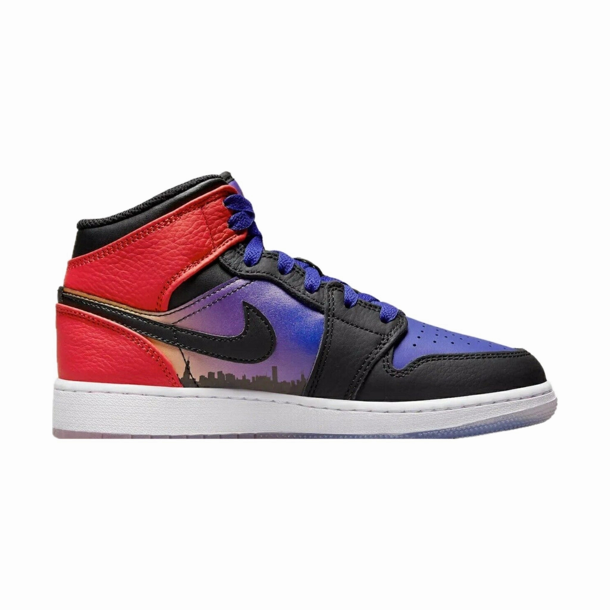 Air Jordan 1 Mid (GS) SS Skyline Concord Black University Red Psychic Purple Peach Cream Total Orange Basketball Shoes