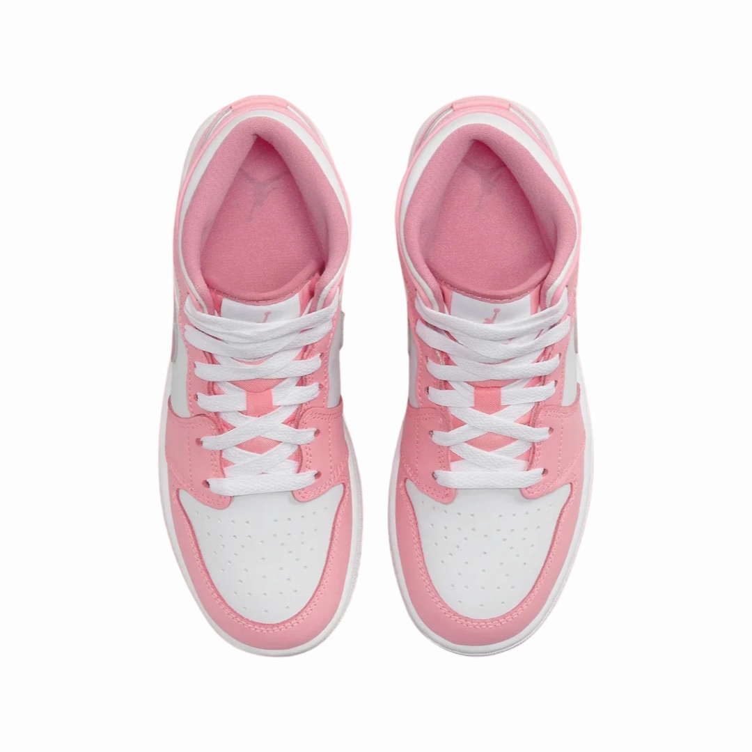 Air Jordan 1 Mid (GS) Valentine's Day Coral Chark Desert Berry White Basketball Shoes