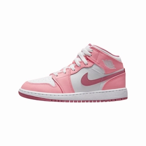 Air Jordan 1 Mid (GS) Valentine's Day Coral Chark Desert Berry White Air Jordan basketball shoes with classic look
