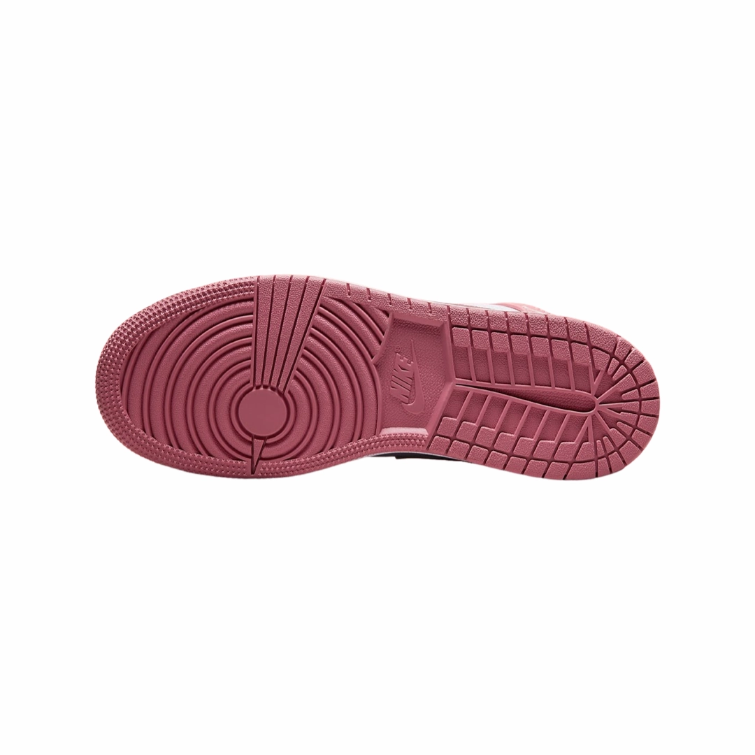 Air Jordan 1 Mid (GS) Valentine's Day Coral Chark Desert Berry White Basketball Shoes