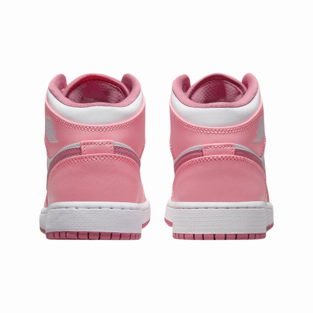 Air Jordan 1 Mid (GS) Valentine's Day Coral Chark Desert Berry White Basketball Shoes