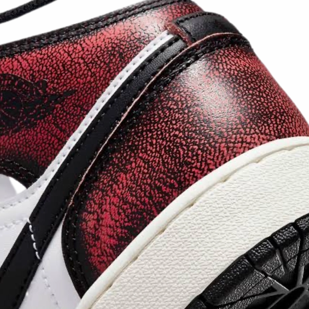 Air Jordan 1 Mid GS Wear Away Chicago Red White Black Basketball Shoes
