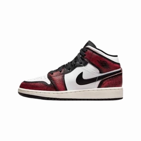 Air Jordan 1 Mid GS Wear Away Chicago Red White Black Air Jordan basketball shoes with classic look