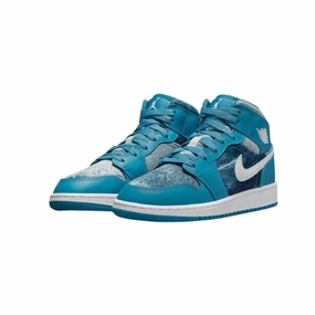 Air Jordan 1 Mid GS White Dutch Blue White Air Jordan basketball shoes with classic look