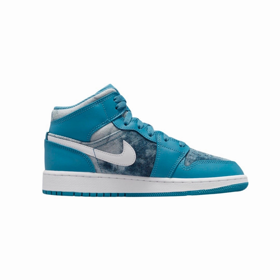 Air Jordan 1 Mid GS White Dutch Blue White Basketball Shoes