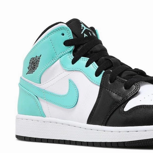 Air Jordan 1 Mid GS White Tropical Twist Black Retro Sneakers