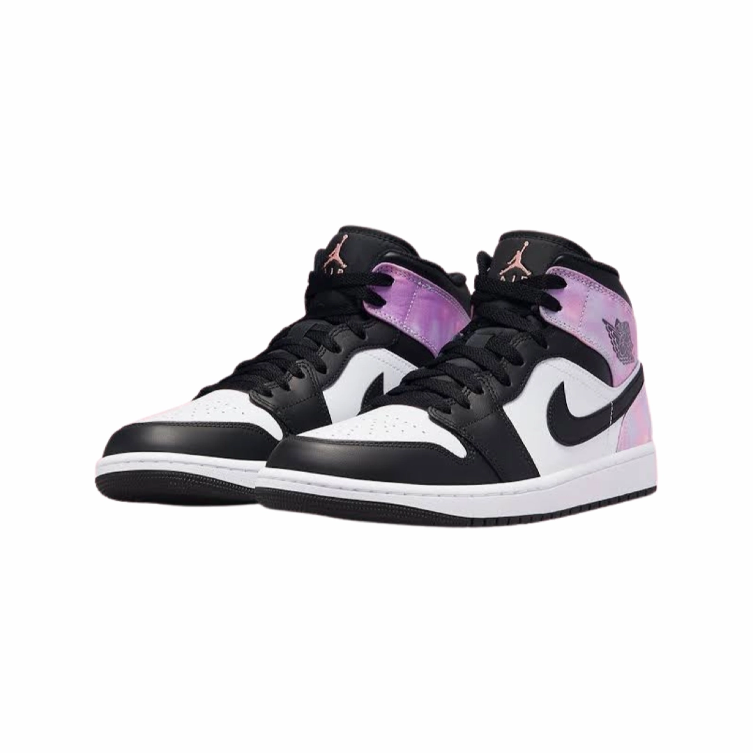 Air Jordan 1 Mid GS Zen Master Tie Dye Bleached Coral White Basketball Shoes
