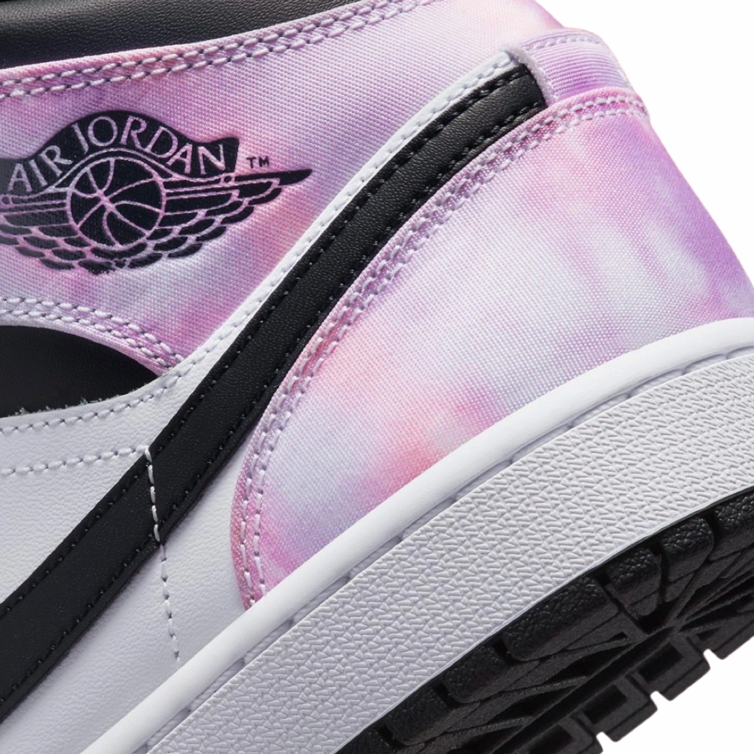 Air Jordan 1 Mid GS Zen Master Tie Dye Bleached Coral White Basketball Shoes