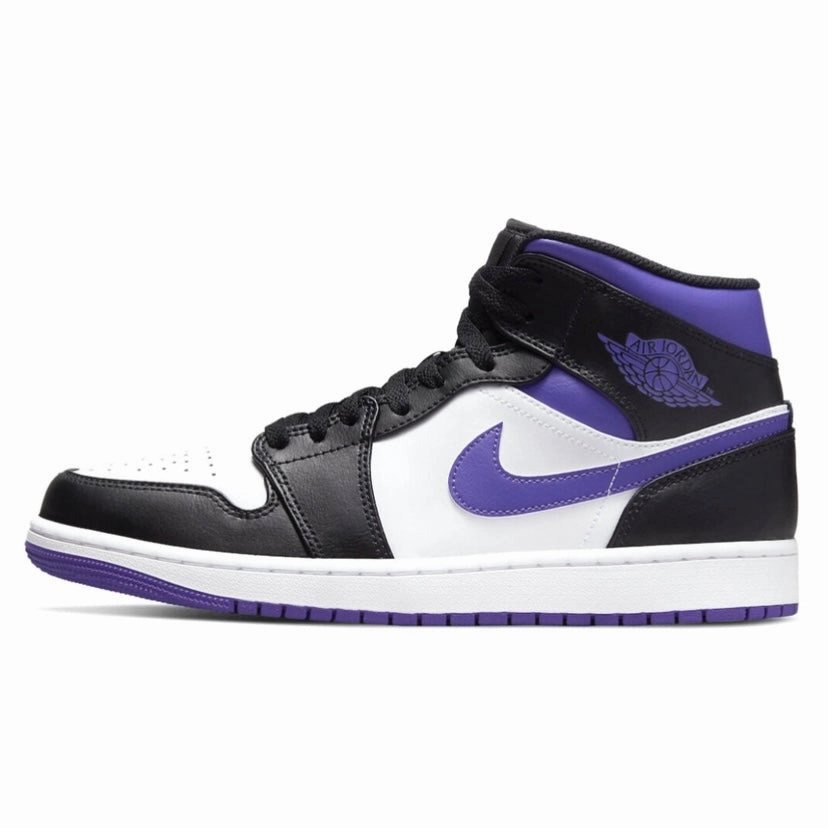 Air Jordan 1 Mid Iris White Black Purple Basketball Shoes