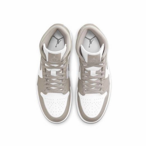Air Jordan 1 Mid Linen College Grey Basketball Shoes