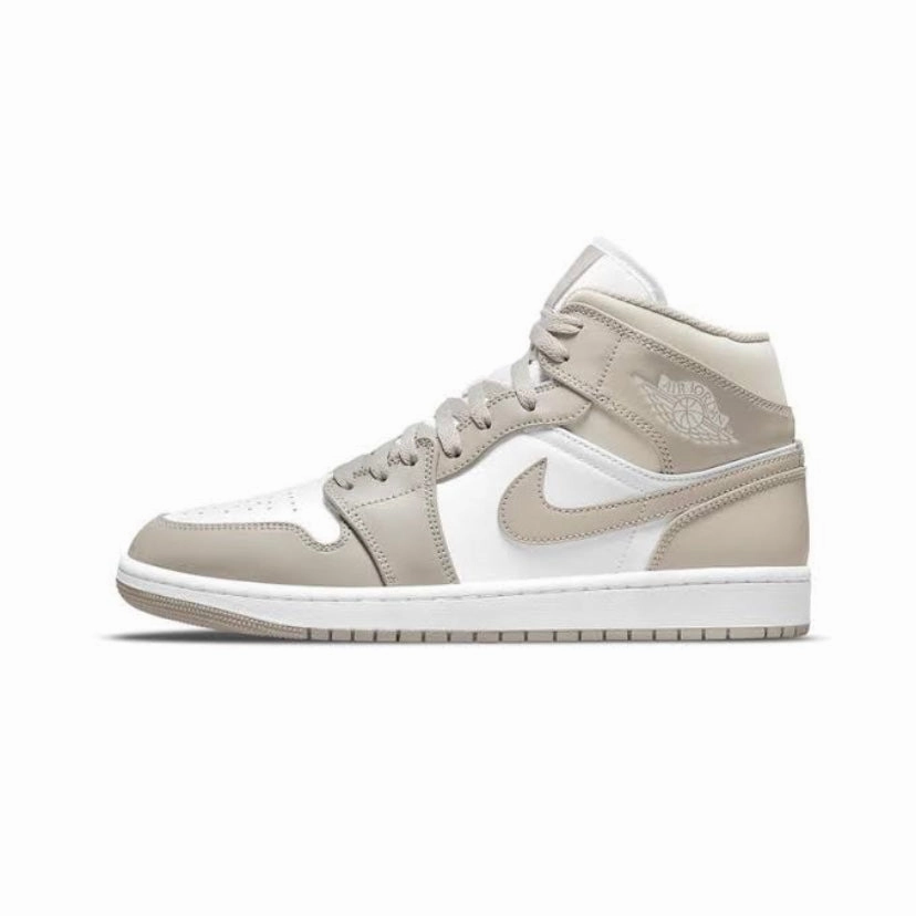 Air Jordan 1 Mid Linen College Grey Basketball Shoes