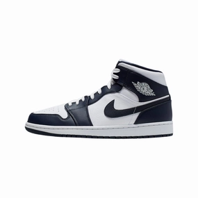 Air Jordan 1 Mid Obsidian White Metallic Gold Obsidian Air Jordan basketball shoes with classic look