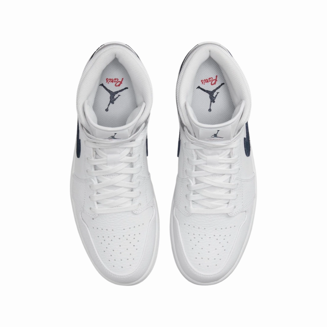 Air Jordan 1 Mid Paris White University Red Stealth Midnight Navy Basketball Shoes