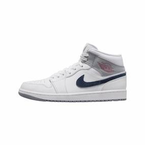 Air Jordan 1 Mid Paris White University Red Stealth Midnight Navy Air Jordan basketball shoes with classic look
