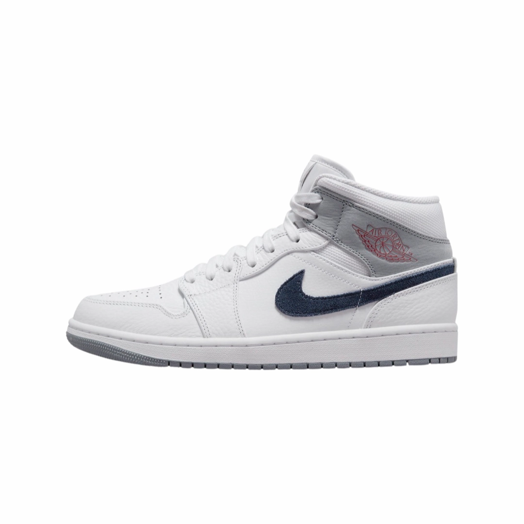 Air Jordan 1 Mid Paris White University Red Stealth Midnight Navy Air Jordan basketball shoes with classic look