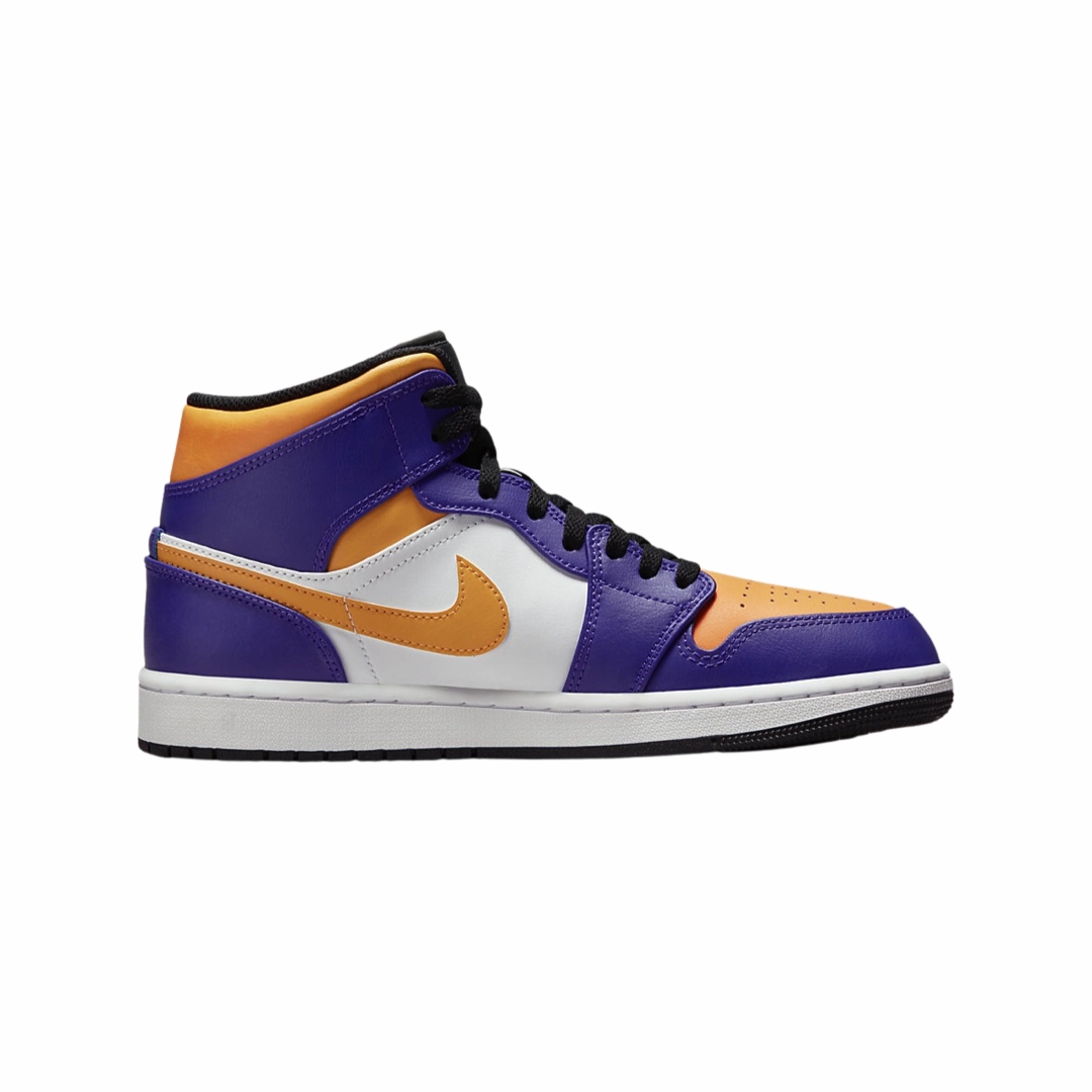Air Jordan 1 Mid Purple White Yellow Black Basketball Shoes